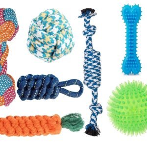 cotton rope dog toy set (pack of 7) – chew, tug & teething toys for dogs