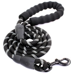 buraq heavy duty 5ft dog leash with padded handle & swivel hook – black