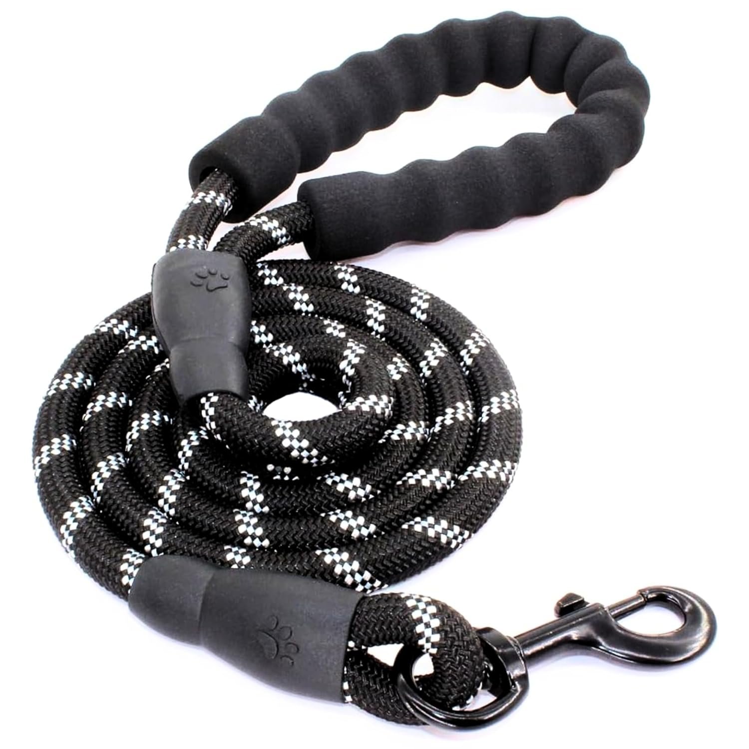 buraq heavy duty 5ft dog leash with padded handle & swivel hook – black buraq heavy duty 5ft dog leash with padded handle & swivel hook – black