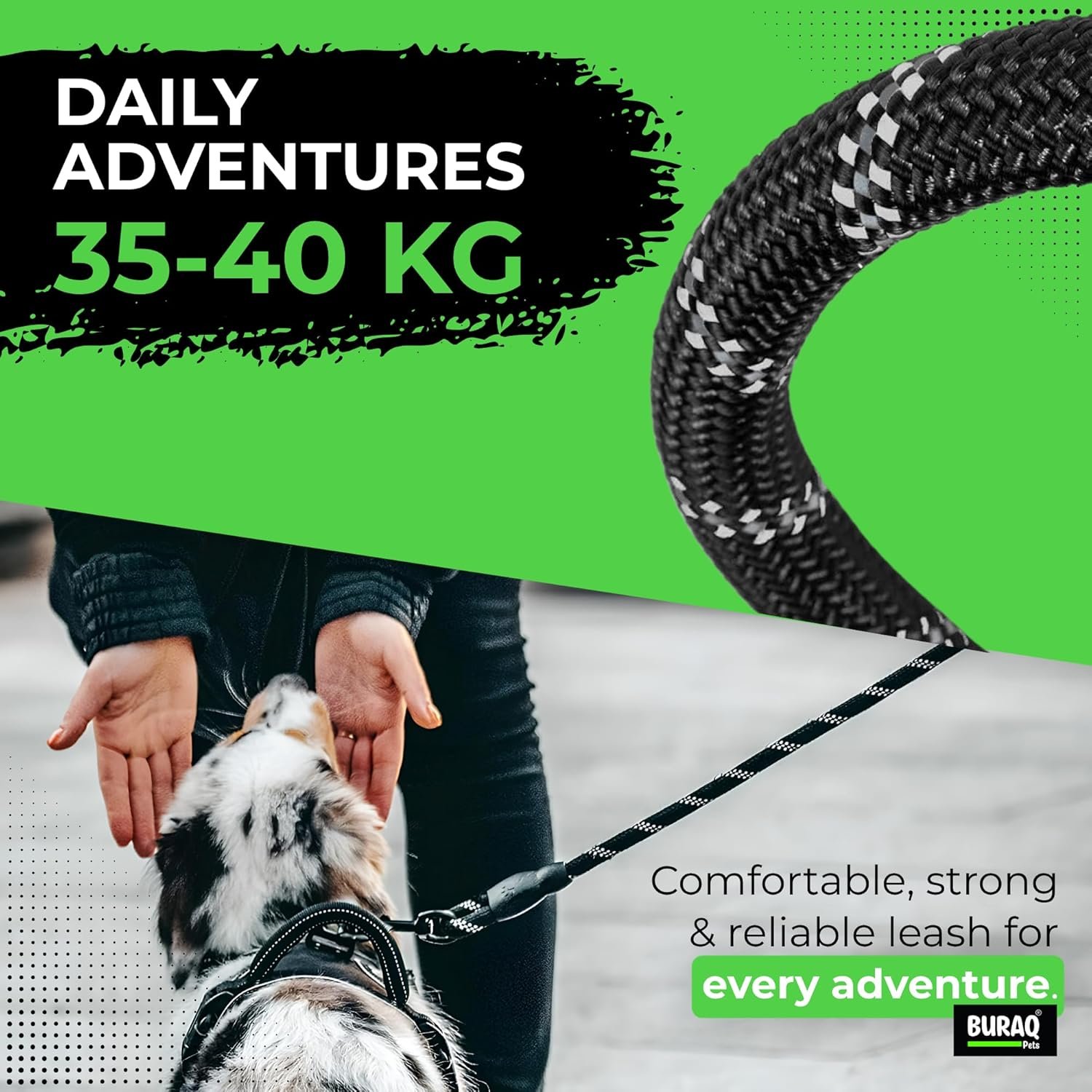 buraq heavy duty 5ft dog leash with padded handle & swivel hook – black buraq heavy duty 5ft dog leash with padded handle & swivel hook – black